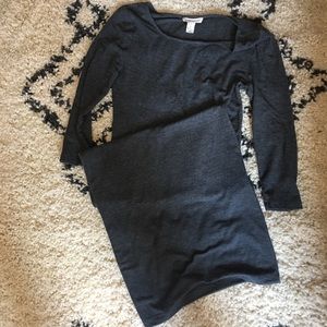 Charcoal Fitted Midi Dress